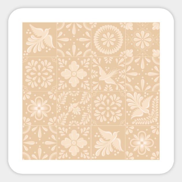 Mexican Beige Talavera Tile Pattern by Akbaly Sticker by Akbaly